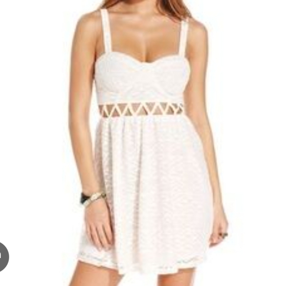 Material Girl Cream Lace Dress with Cutout Detail